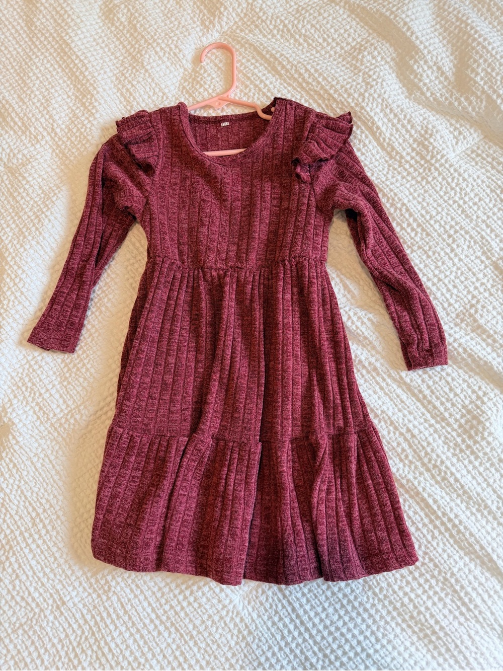 Girls Rib Knit Long Sleeve Dress